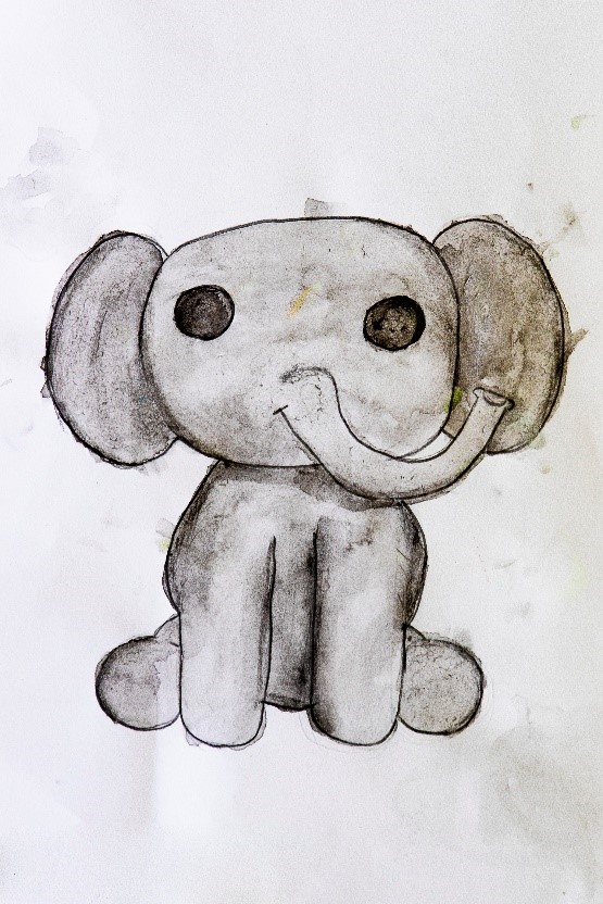 Primary student toy drawing of an elephant